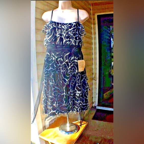 Arden B Sleeveless Tiered Layered  Black & Gray Short Mini Dress Size L NWT $79 - Picture 4 of 9